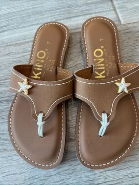 KINO Made in Key West Brown leather Starfish Sandals for Women